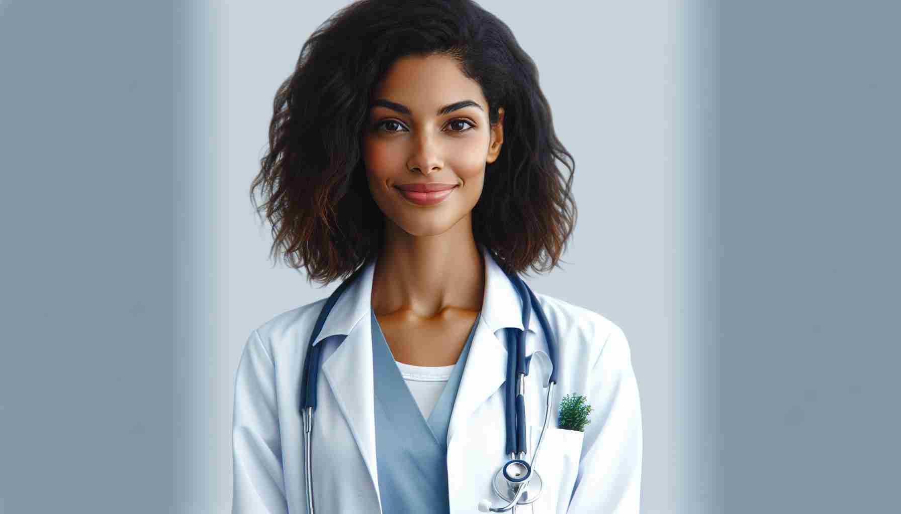 Realistic HD image of a skilled female doctor, of Black descent, who has been recently appointed as the Interim Director of Health Education and Community Partnerships, carrying out her duties with competence and professionalism. She has a confident, friendly smile, suggesting her commitment to her role and her community.